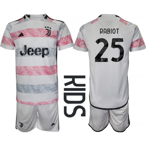 Fotbalové Dres Juventus Adrien Rabiot #25 Dětské Venkovní 2023-24 Krátký Rukáv (+ trenýrky)